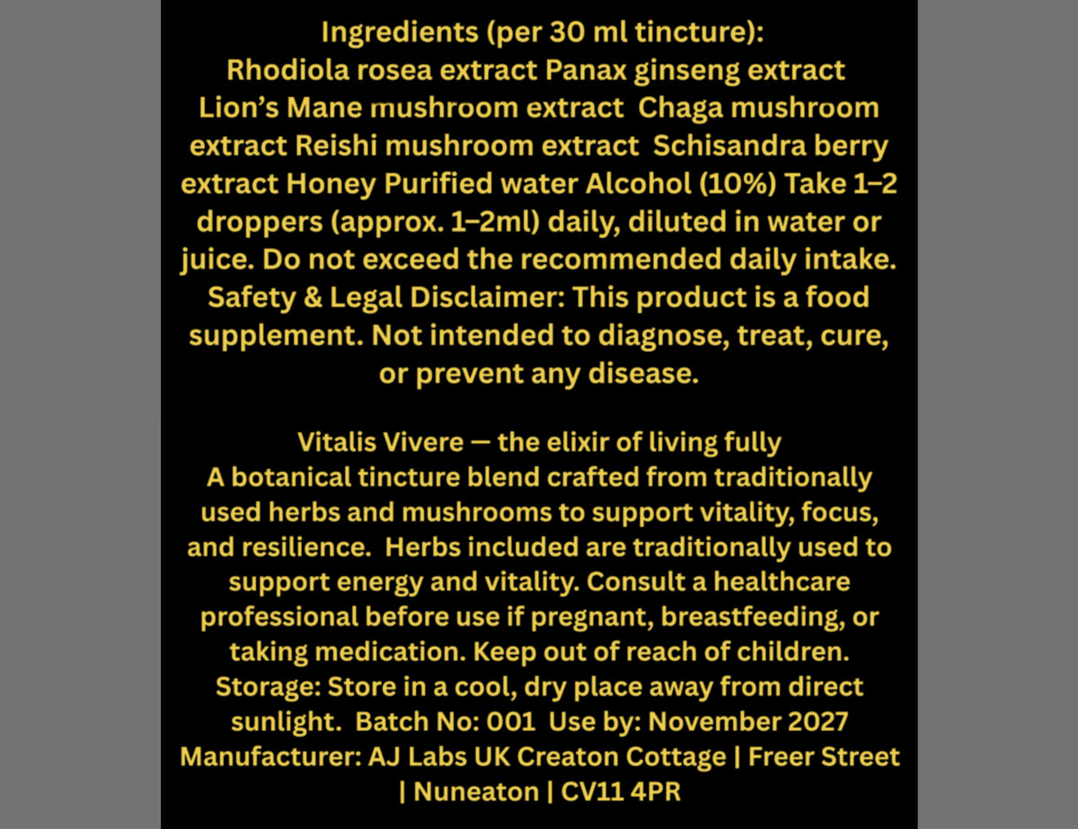 Vitalis-Vivere — Natural Energy, Focus & Stress Resilience Drops